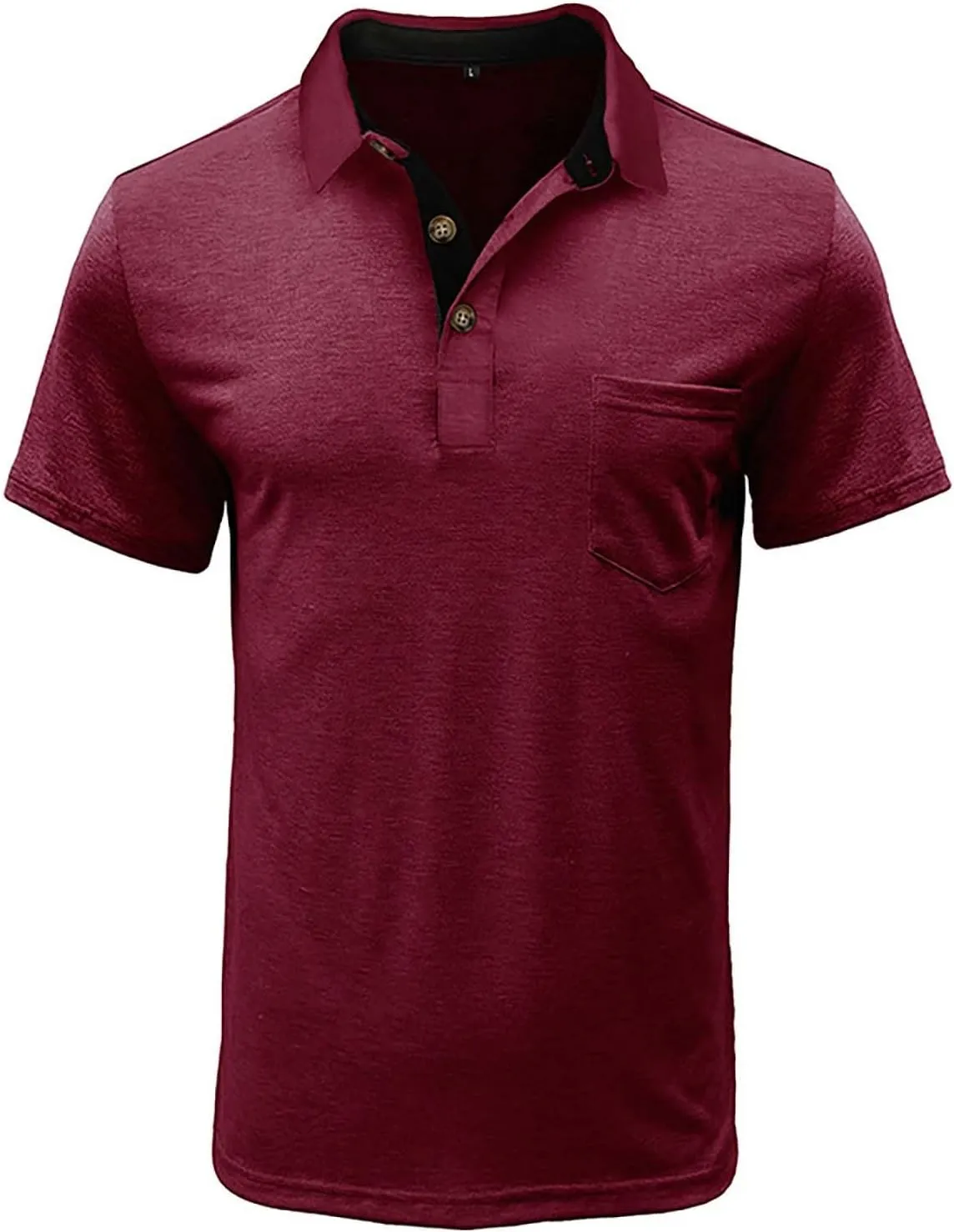 Men's Polo Shirts Summer Short Sleeve Casual 3 Button T-Shirts Classic Basic Golf Work Tees Tops with Pocket
