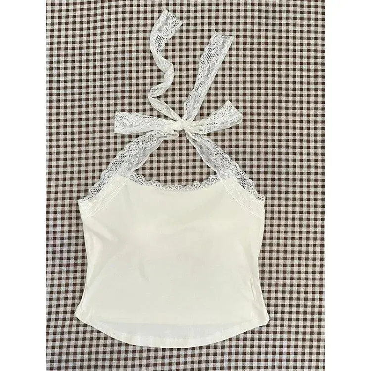 MQTIME  -  Fashion Sexy Lace Bow Slim Fit Camisole Vest Tops Women  Y2k E-Girl High Waist Cake Skirts  Summer New Two Piece Sets