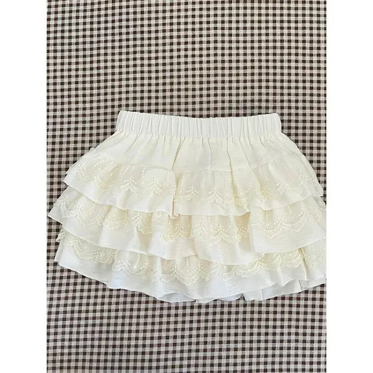 MQTIME  -  Fashion Sexy Lace Bow Slim Fit Camisole Vest Tops Women  Y2k E-Girl High Waist Cake Skirts  Summer New Two Piece Sets
