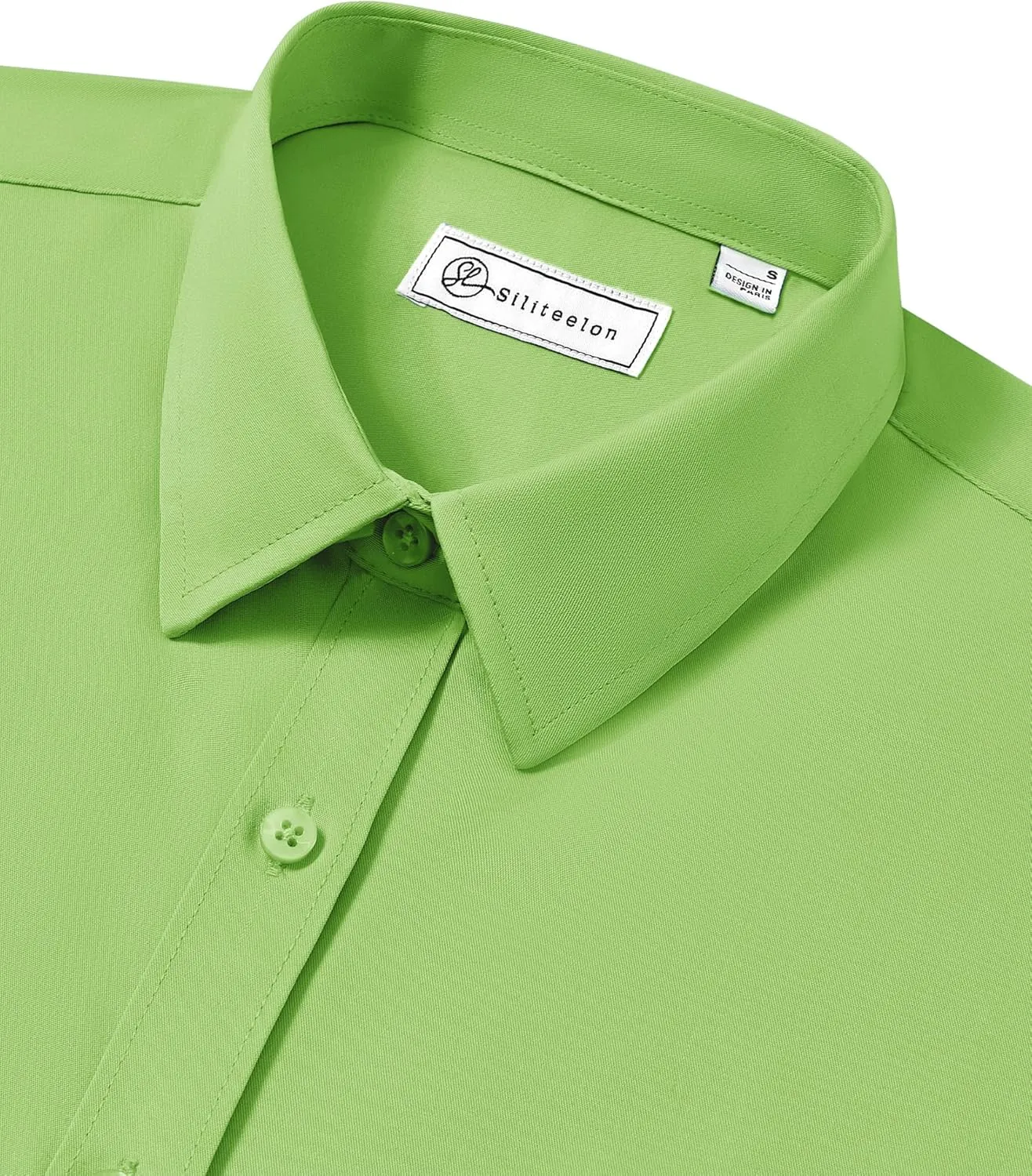 siliteelon Button Down Shirts for Women Long Sleeve Dress Shirts Wrinkle Free Collared Work Office Solid Blouses Tops