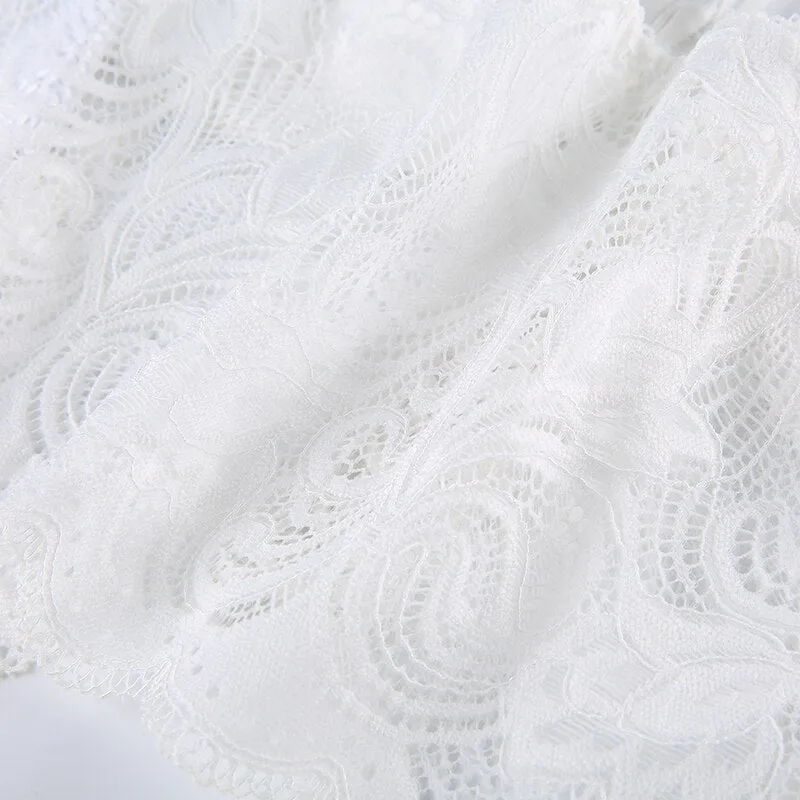 Spaghetti Strap White See-Through Lace Top