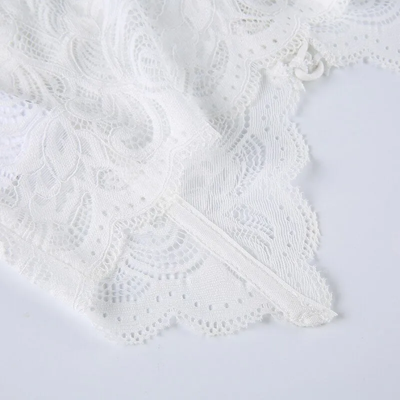 Spaghetti Strap White See-Through Lace Top