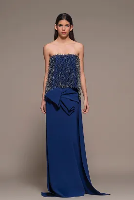 Strapless Dress with Fringe Details