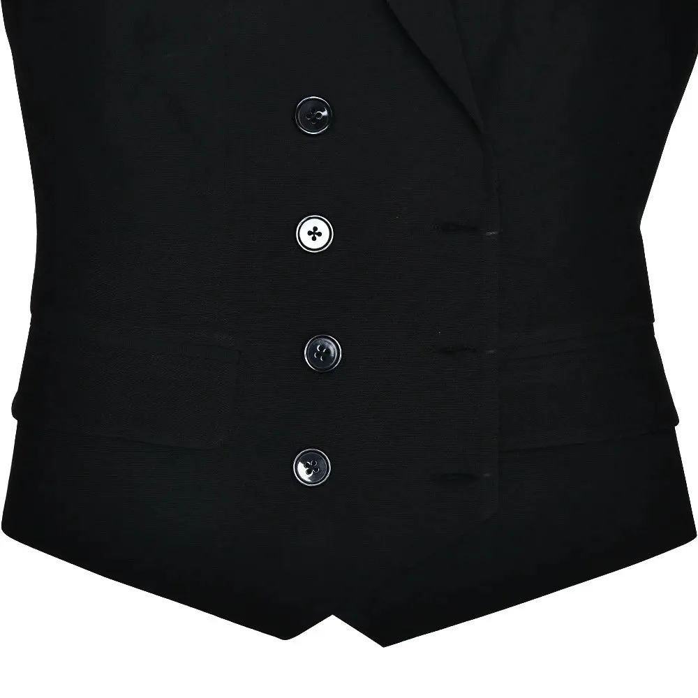 Two Piece Set Blazer Breasted Vest & High Waist Slit Skirt