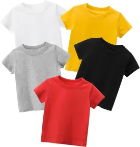 Unisex Kids Baby Short Sleeve Crewneck T-Shirts Tee Toddler Boys' Value Pack Organic Cotton Summer Top