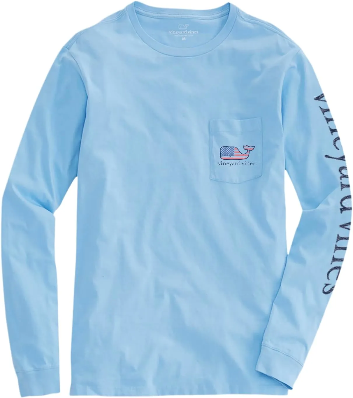 vineyard vines Men's Flag Whale Long-Sleeve Pocket Tee