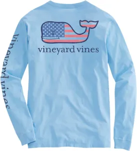 vineyard vines Men's Flag Whale Long-Sleeve Pocket Tee