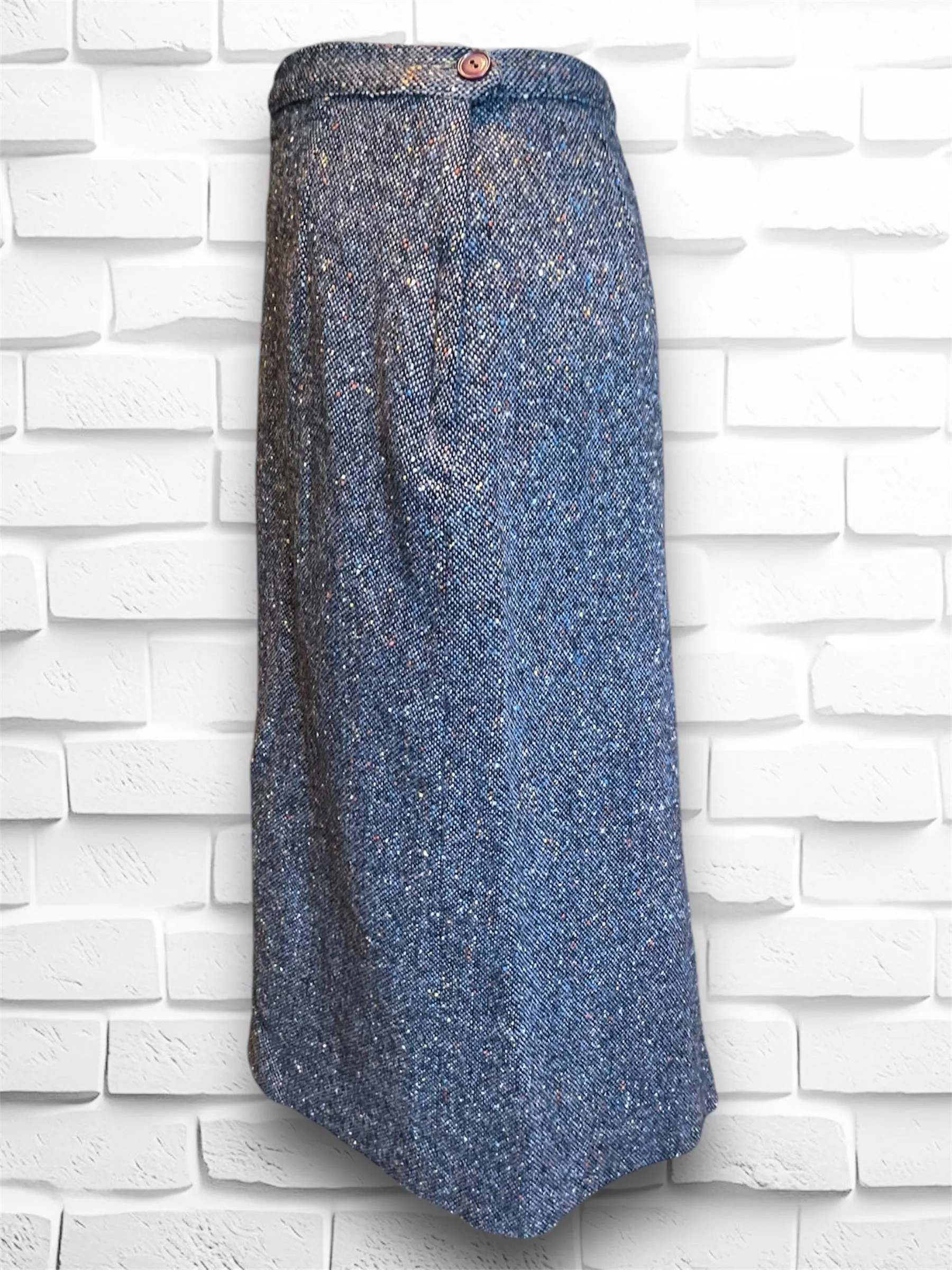 Vintage 1960’s Grey & Rainbow Speckled Wool A-Line Pencil Skirt