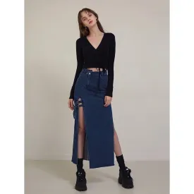 Vintage A Line Long Denim Skirt