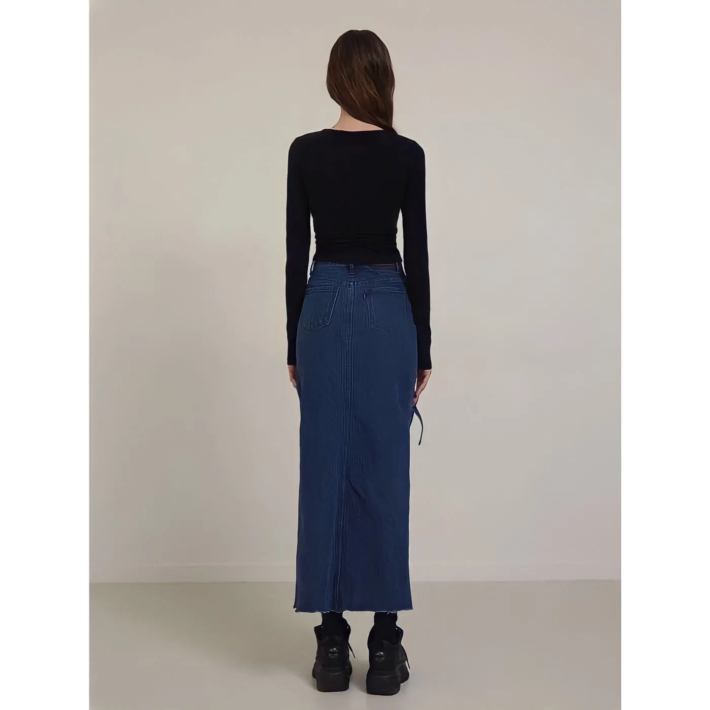 Vintage A Line Long Denim Skirt