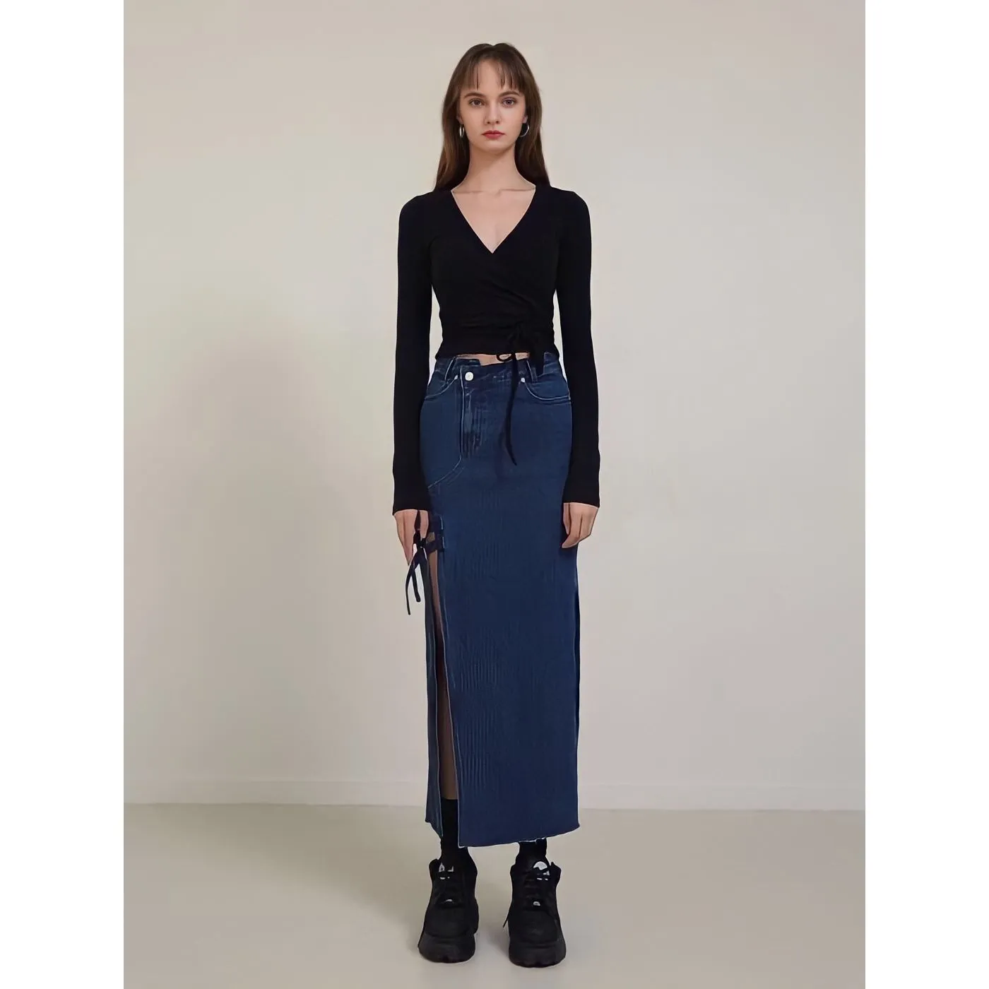 Vintage A Line Long Denim Skirt