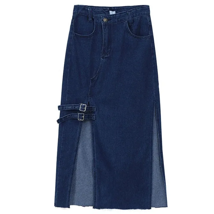 Vintage A Line Long Denim Skirt