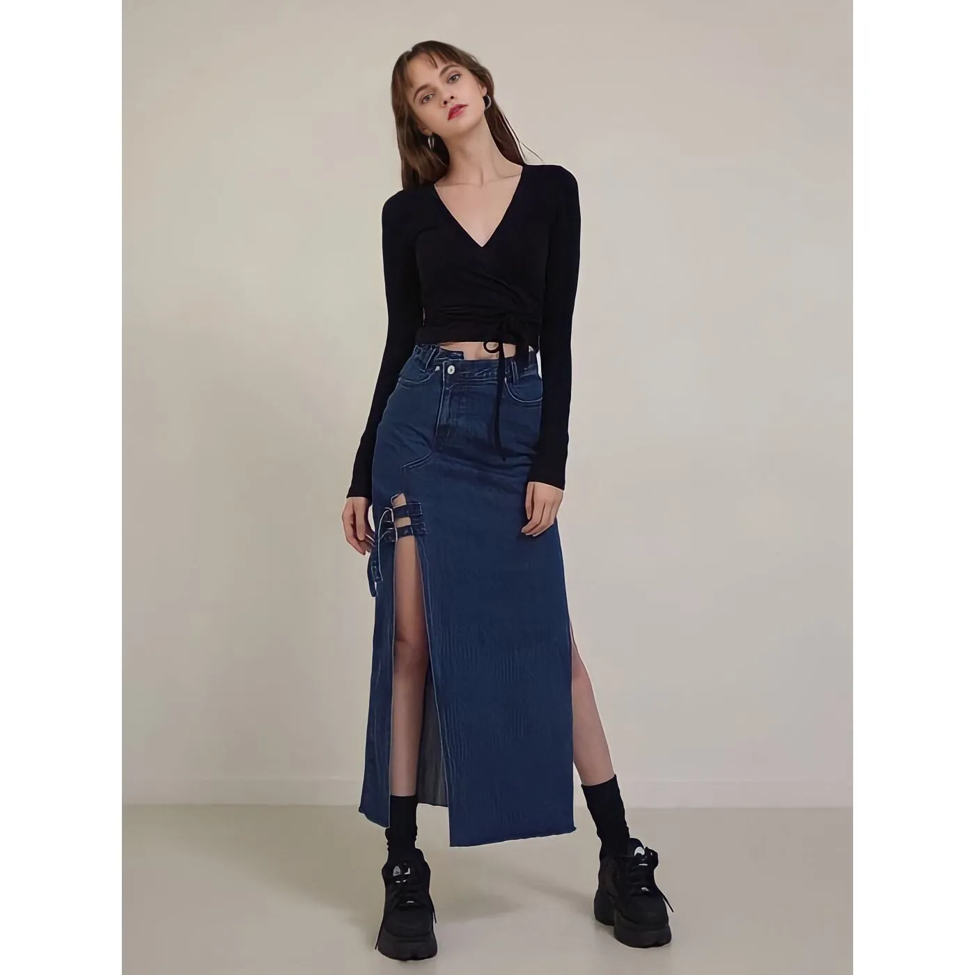 Vintage A Line Long Denim Skirt