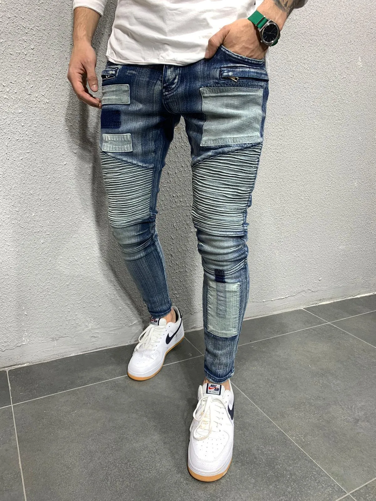 Washed Biker Jeans