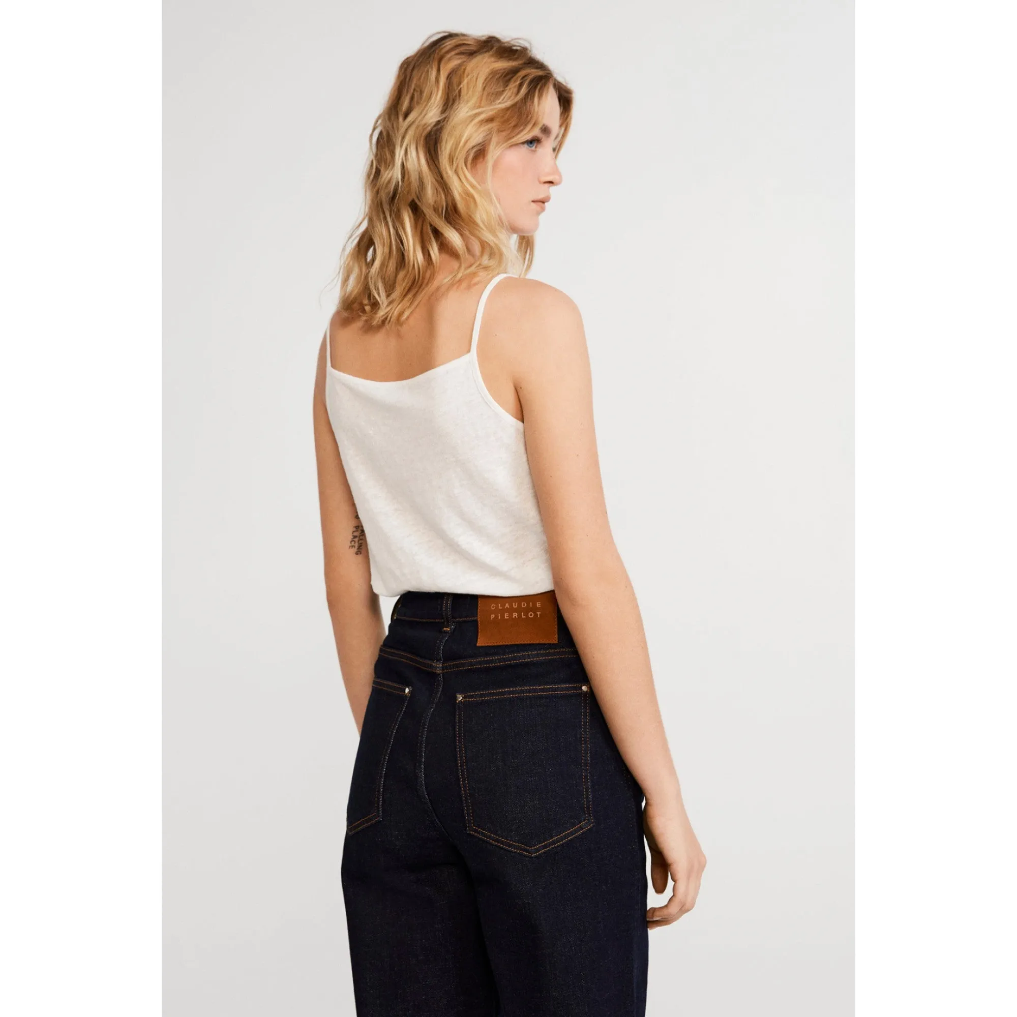 Women Vest With Thin Straps - Ecru