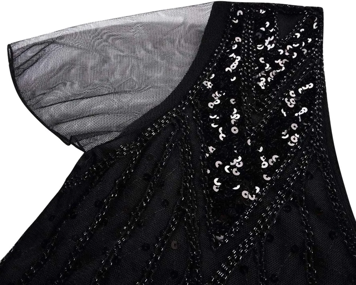 Women's 1920s Flapper Dress Vintage Great Gatsby Party Sequin Maxi Evening Cocktail Dresses with 20s Accessories Set