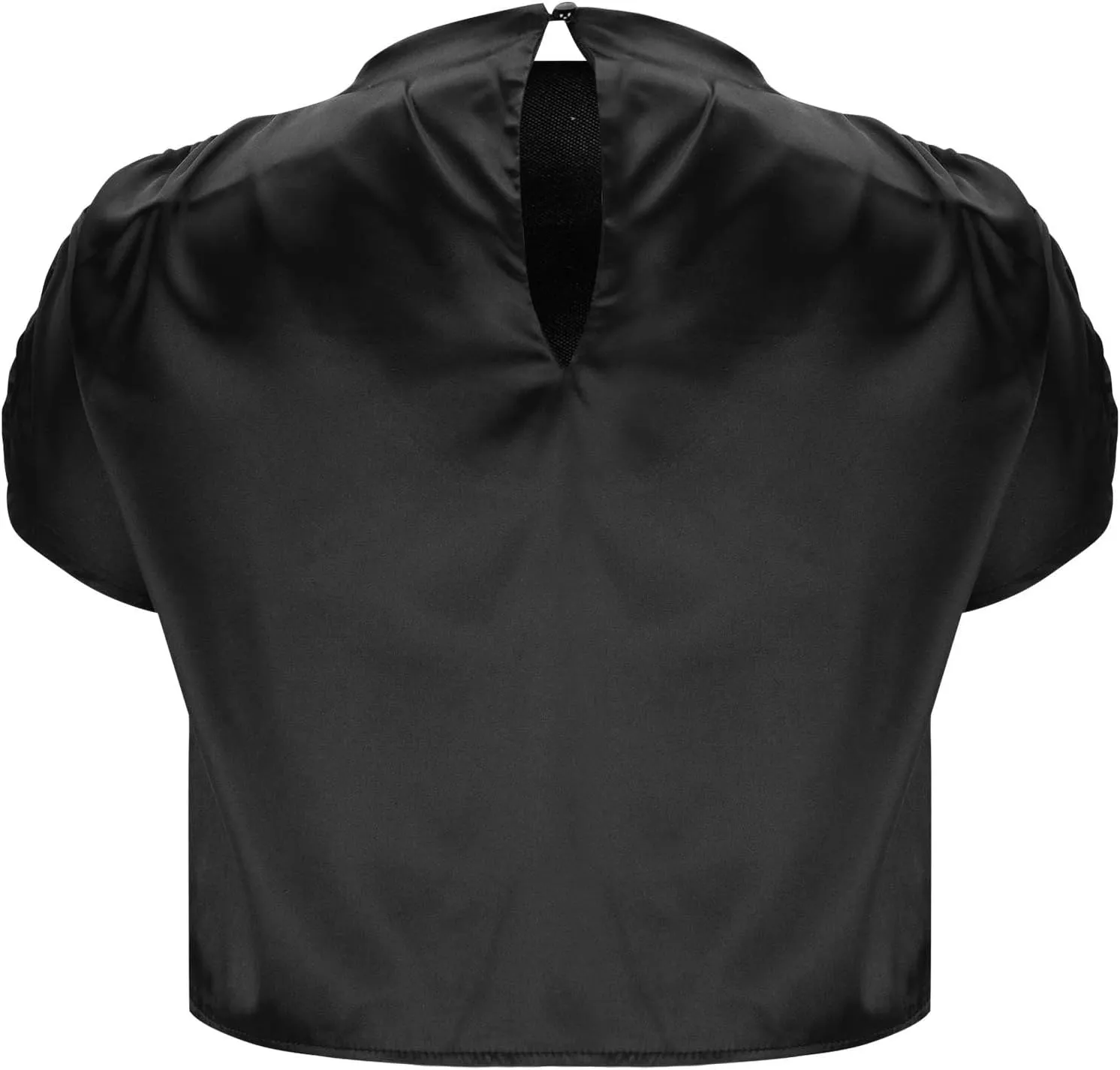 Women's Crop Top Short Sleeve Pullover Blouses Satin Silk Shirts Casual Loose Fit Elegant Business Work Tunic Tops