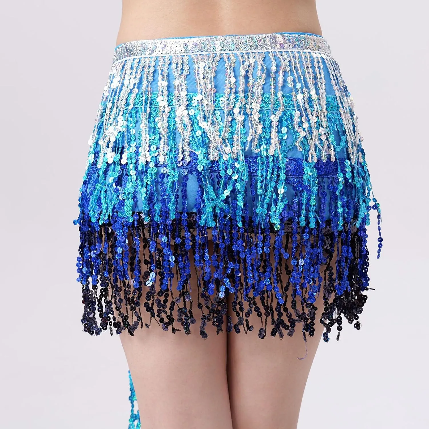 Women's Sexy Wrap Hip Scarf Sequined Tassel Waist Scarf Adult Female Belly Dance Dress Bandage Waist Chain Skirt