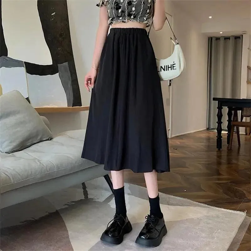 Women's Slim A-Line Skirt | Broken Flowers Print | High-Waist Mid-Length for Spring & Summer | Korean Style