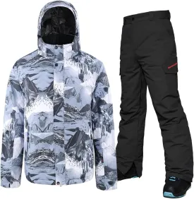 YEEFINE Men's Ski Suit Waterproof Snowsuit Winter Ski Jacket and Pants Set Outdoor Warm Snow Snowboard Suit