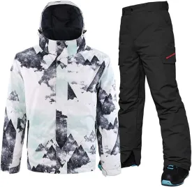 YEEFINE Men's Ski Suit Waterproof Snowsuit Winter Ski Jacket and Pants Set Outdoor Warm Snow Snowboard Suit